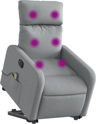 vidaXL Vidaxl - Sill&oacute;n De Masaje El&eacute;ctrico Reclinable Elevable Tela Gris Claro