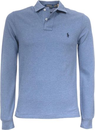 Ralph Lauren Lange Mouwen Poloshirt - Heren - Polos - Blauw - 2XL - Katoen - Tops