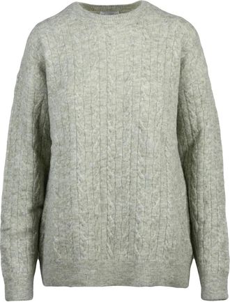 Ballantyne Textured Cable Knit Crew Neck Pullover in Fresh Pistachio Green