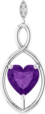 Pompeii3 9mm Amethyst Womens Heart Pendant in 14k Gold Necklace 6mm Tall