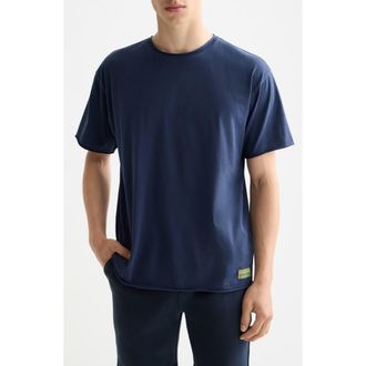 Scotch & Soda Raw Edge Cotton T-Shirt in Peacoat at Nordstrom, Size Large