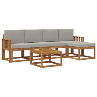 vidaXL Conjunto De Sof&aacute;s De Exterior 6 Pcs Gris Natural Y Claro Vidaxl
