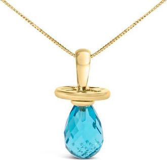 House of Brilliance 14K Yellow Gold and Blue Quartz Pacifier Pendant Necklace at Nordstrom