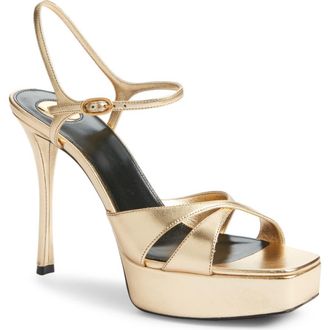 Saint Laurent Debbie Platform Sandal in Egypt Gold at Nordstrom, Size 10.5Us