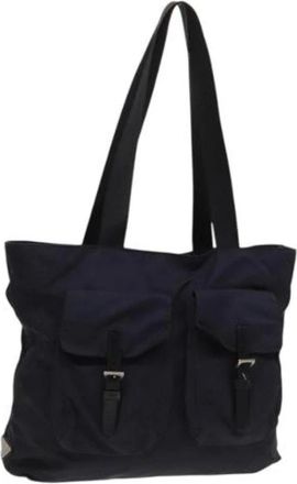 Prada Pre-owned Tote Bags, female, Blue, Size: ONE SIZE Pre-owned Vintage Nylon Tote Bag