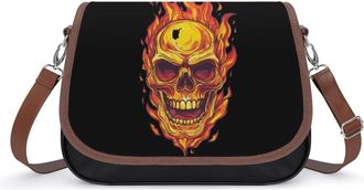 Generic Flaming Cool Skull Small Womens Crossbody Bags Shoulder Handbag with Adjustable Strap for Travel