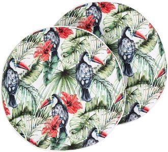 Beliani Set of 2 Outdoor Cushions MALLARE Animal Pattern 40 x 40 cm Green