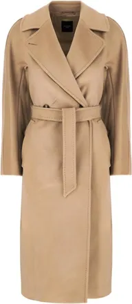 Max Mara Jassen, Dames, Bruin, 3Xs, Wol, Belted Coat