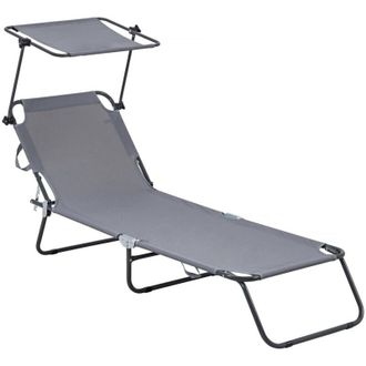 Habitat et Jardin Tumbona Plegable lazy - Con Sombrilla - Gris
