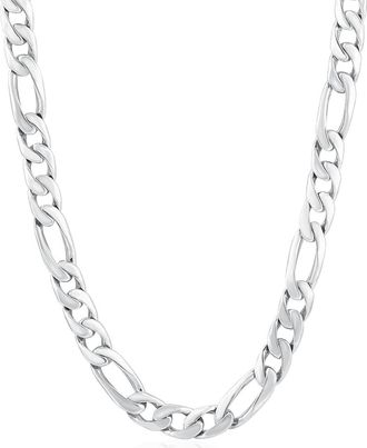 Pompeii3 Mens Classic Figaro 14k Gold (86gram) or Platinum (161gram) 8mm Link Chain Necklace 27