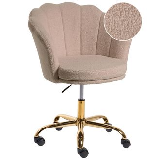 Beliani Silla De Oficina De Boucl&eacute; Base Giratoria Dorada Beige Monticello
