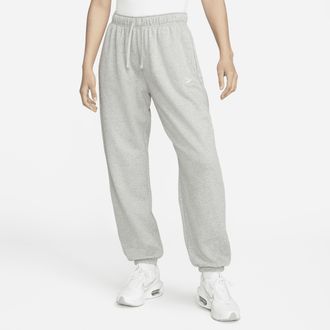 Nike Womens Nike Sportswear Club Fleece Mid-Rise Oversized Sweatpants in Grey | DQ5800-063