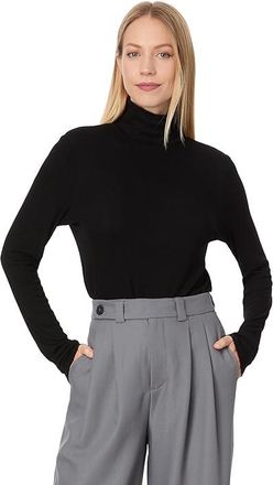Michael Stars Tara Crop Turtleneck Womens Clothing Black (US 0-12), Lycra/Viscose