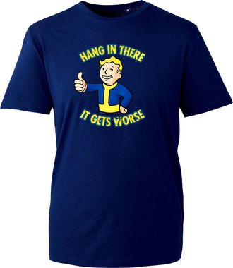 Generic Funny Vault Boy Retro Cartoon Thumbs Up T-Shirt - Dark Humor Graphic Tee Sarcastic Vintage Gamer Style Tee for Men and Women (Navy, L Years)