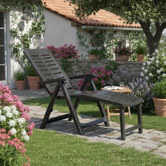 Dmora Tumbona Townley, Silla De Jard&iacute;n Plegable Con Reposapi&eacute;s, Soporta 120 Kg Made In Italy, Respaldo Ajustable, 60x60x109h Cm