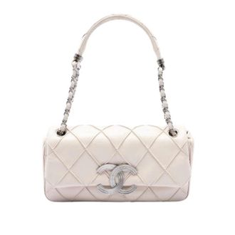 Chanel Pre-owned Classic Flap Schoudertas - Dames - Pre-owned - Wit - Maat: ONE Size Leer