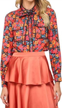 Fate Bow Tie Blouse - Plus In Multi-Colored