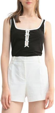 Lush Bow Contrast Keyhole Tank in Black White at Nordstrom Rack, Size X-Small