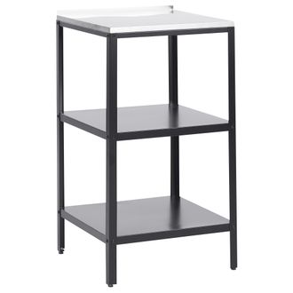 Beliani Cocina Exterior De Metal Negro Plateado 50 Cm Isla Acero Inoxidable 2 Estantes Vilama