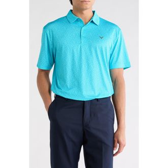 Callaway Mini Geometric Print Knit Golf Polo in Blue Curacao at Nordstrom Rack, Size Xx-Large