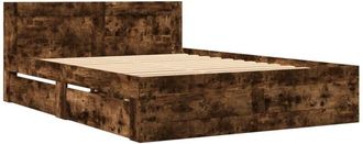 vidaXL Cama con cabecero madera de ingeniería roble ahumado 120x200 cm Vidaxl