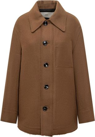 Ami Brown Solid Shirt Collar Blazer