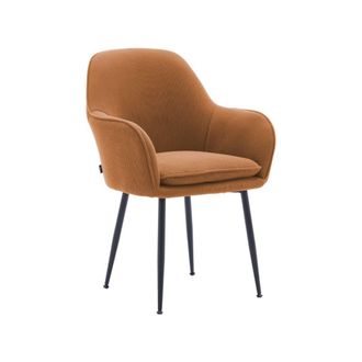 Sweeek Sill&oacute;n de pana con patas de metal negro mate, camel