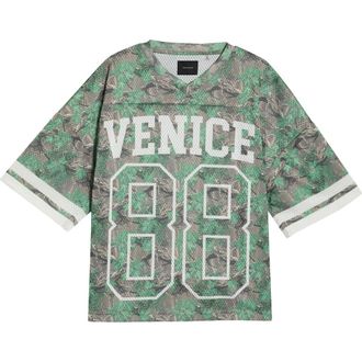 PacSun Venice Floral Mesh Jersey in Woodland Camo at Nordstrom, Size Small