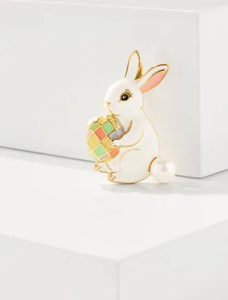 Talbots Spring Bunny Brooch - Ivory/Gold - 001 Talbots