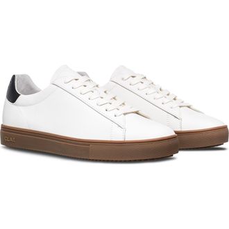 Clae Bradley Leather Sneaker in White Black Dark Gum at Nordstrom Rack, Size 7