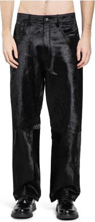 Sunflower Wijde Twist Rundleer Broek - Heren - Leren Broeken - Zwart - W30 - Leer - Broeken