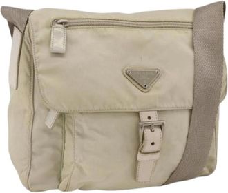 Prada Pre-owned Vintage Nylon Schoudertas - Dames - Vintage Schoudertas - Beige - ONE Size - Nylon - Vintage