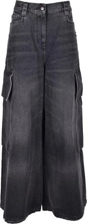 Palm Angels Wijde Jeans - Dames - Loose Fit Jeans - Grijs - W26 - Katoen - Jeans