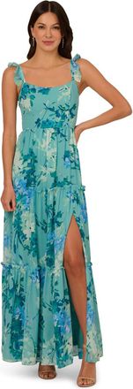 Adrianna Papell Womens Print Chiffon Ruffle Dress - Multicolour - Size 18 UK