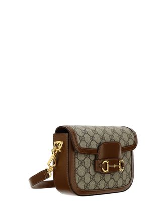 Gucci Womens 1955 Mini Horsebit Shoulder Be.ebon-Br.sugar-Vrv Handbags Be.ebon/br.sugar/vrv Hand Bags