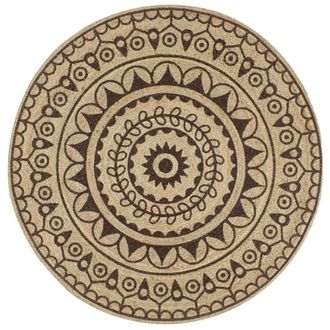 vidaXL Alfombra De Yute Tejida A Mano Estampado Marr&oacute;n Oscuro 150 Cm Vidaxl