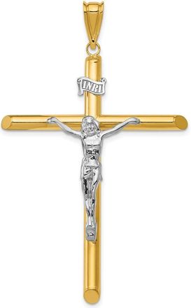 Diamond2Deal 14k Two-tone Gold Polished Crucifix Pendant