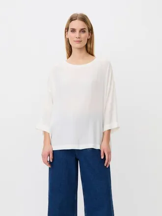 Masai Mabecca Round Neck Draped Blouse in Cream at Nordstrom, Size Xx-Large