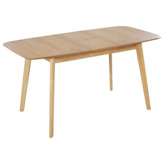 Beliani Mesa De Comedor Y Cocina Hoja Extensible Chapada En Madera De Roble Claro 120/150 X 75 Cm Madox