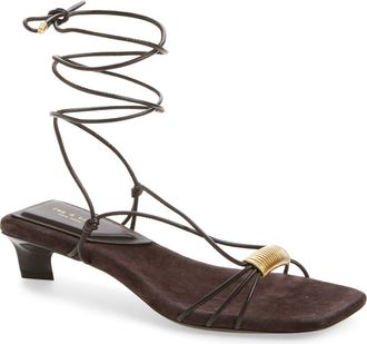 Rag & Bone Liv Ankle Wrap Kitten Heel Sandal in Dark Chocolate at Nordstrom, Size 39.5