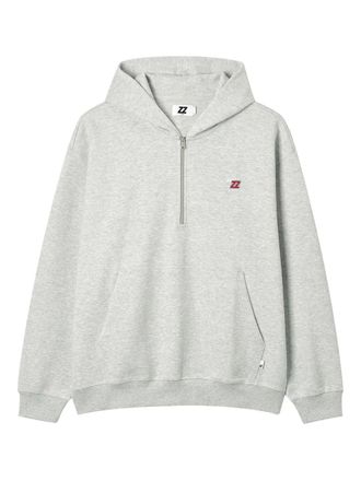 Izzue half-zip kangaroo-pocket hoodie - men - Cotton/Polyester - M - Grey
