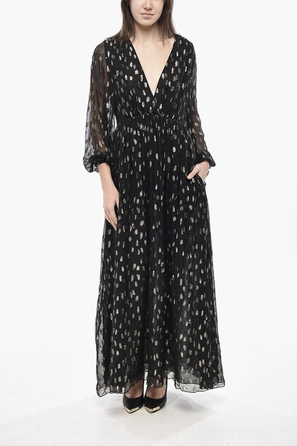 Chiffon Dress with Lurex Polka-Dot Pattern Celine