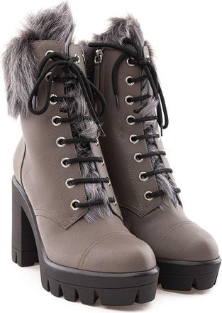 Giuseppe Zanotti Womens Beige Eco Leather Lace-Up Boots
