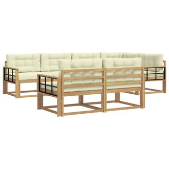vidaXL Conjunto De Sof&aacute;s De Exterior 6 Pcs Blanco Y Crema Poli&eacute;ster Vidaxl