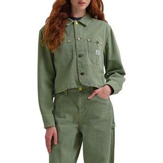 Lee x Crayola Cropped Chore Jacket in Lemon Yellow Stripe at Nordstrom, Size Small