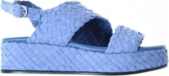 Pons Quintana Sandalo in pelle intrecciata - Dames - Sleehakken - Blauw - 40 EU - Leer - Schoenen