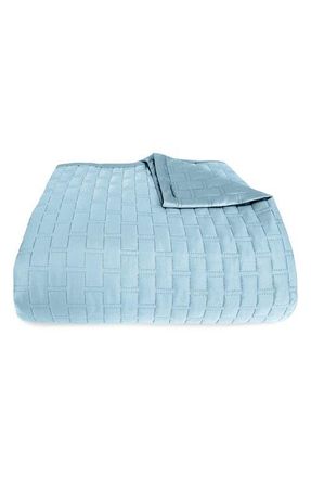 BedVoyage Luxury 100% Viscose Cooling Quilted Brick Coverlet in Sky at Nordstrom, Size Full/queen