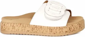 Gabor Womens Leather Adjustable Buckle Sandal In White