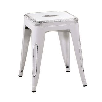 Vacchetti Taburete Antiguo De Hierro Bristol Blanco Cm39x39h45