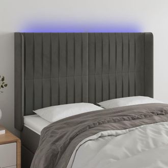 vidaXL Cabecero Con Led De Terciopelo Gris Oscuro 147x16x118/128 Cm Vidaxl